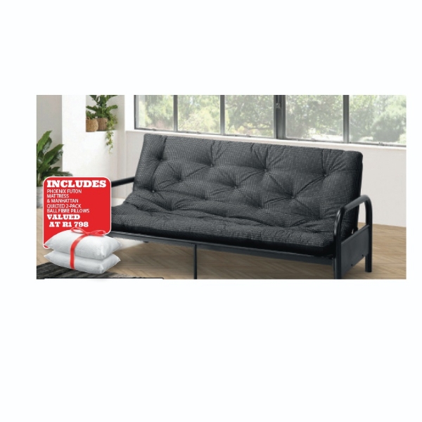Picture of Phoenix Futon Frame + 2 Pillows + Phoenix Futon Mattress