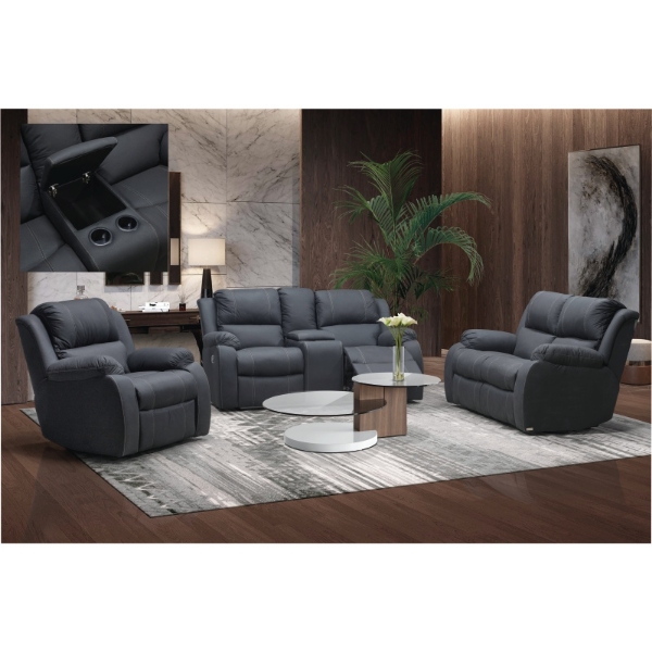Picture of St Claire 3Pce 2 Motion Lounge Suite Black